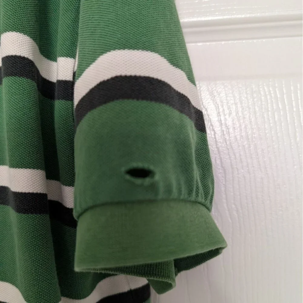 Polo Ralph Lauren Stripe Polo Shirt Mens Size Large Green Short Sleeve Cotton